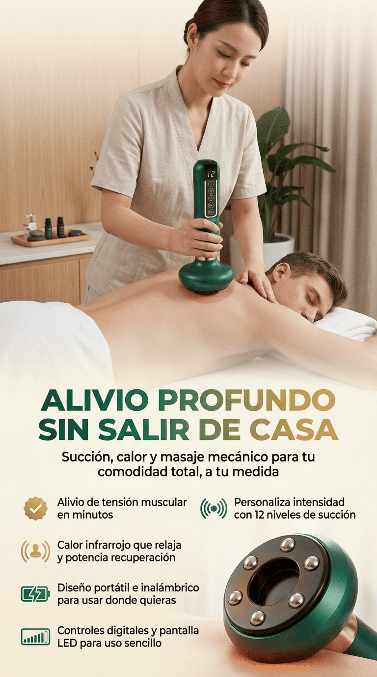 Masajeador Eléctrico Corporal Ventosa Calor - Alivio real y combate la celulitis
