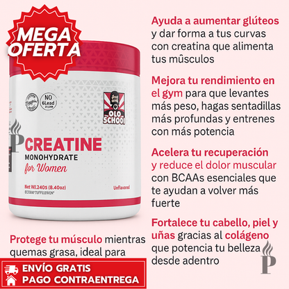 Oferta Especial 2x1: Old School Creatina™ - Fórmula Especial para Aumentar Glúteos y Busto